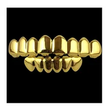 Diseño Simple Hip Hop Grillz Oro Plateado 8 Dientes 6 Inferior Superior Conjunto de Silicona de Navidad Joyería De Vampiro Dientes Grillz