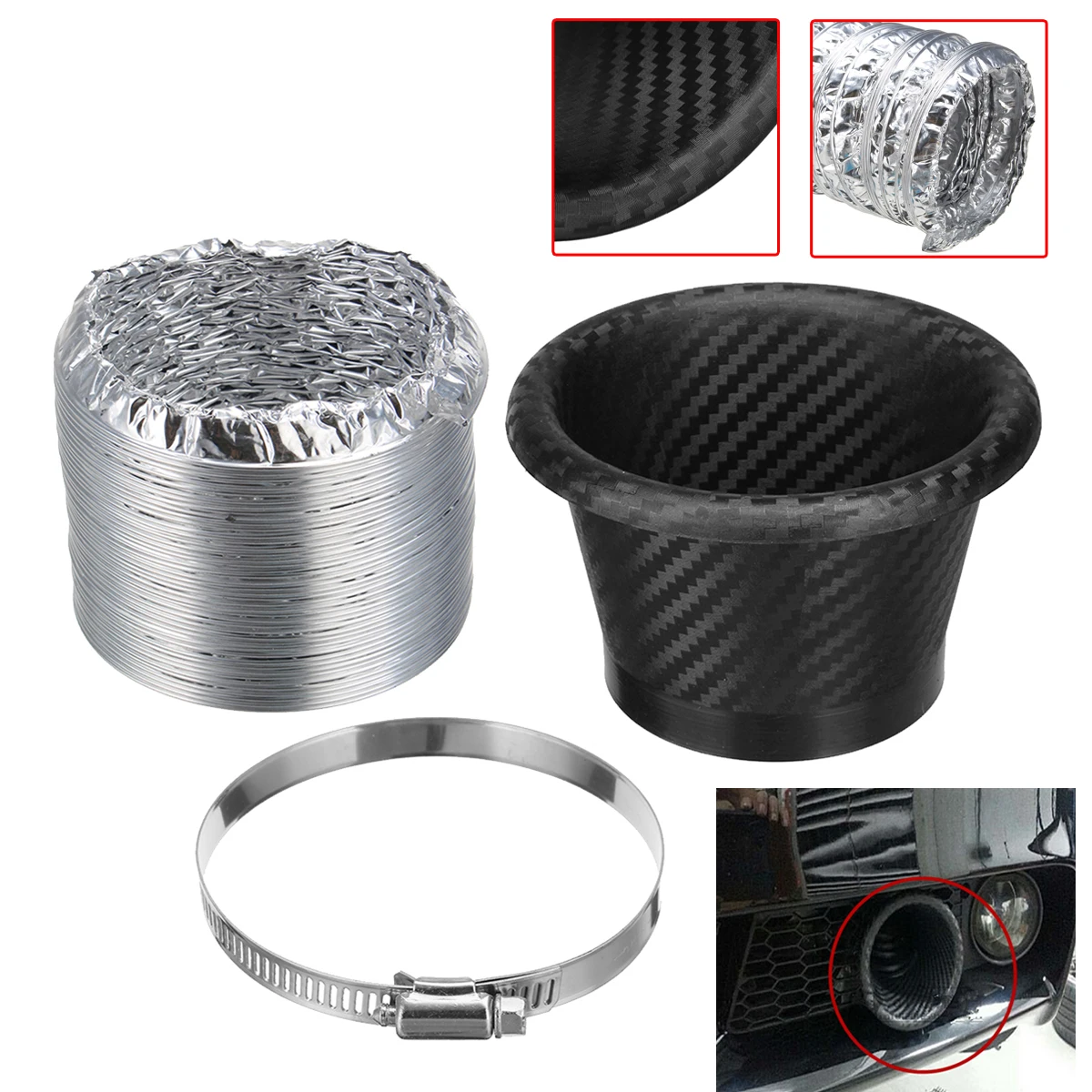 Aluminum Car SUV Air Intake Pipe Kit Universal Air Intake Pipe Front