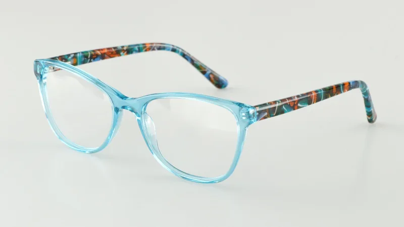 Высокое качество, модные женские очки кошачий глаз, ацетатная оправа для очков, солнцезащитные фотохромные очки для чтения - Цвет оправы: Светло-голубой