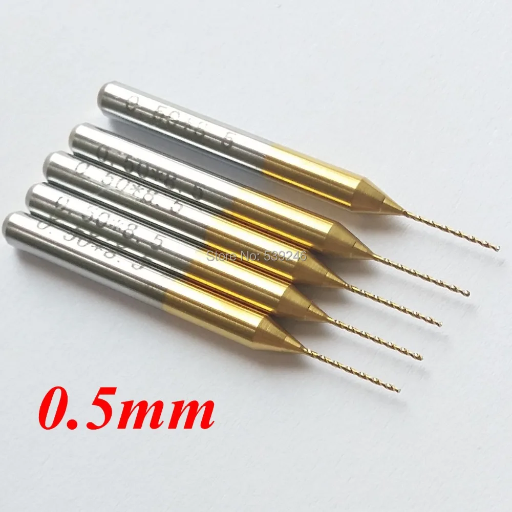 5PCS 0.5mm TiN Coating Cemented Carbide PCB Drill Bit Tools, Circuit Boards Engraving Toolin