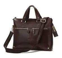 Men Vintage Genuine Leather Bag 14″ Laptop Men Messenger Bags Business Briefcase Handbags Shoulder Bags for men #VP-J7110R