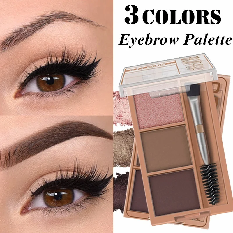 Good Price for  3 Color Eyebrow Powder Palette Cosmetic Eye Brow Enhancer Waterproof Makeup Eye Shadow With Brush M