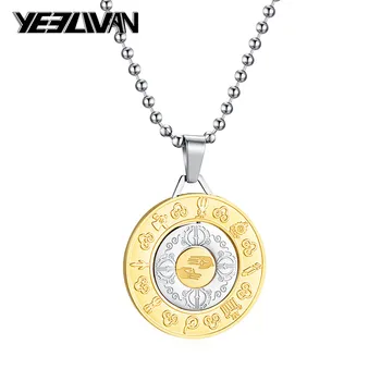 

New Pendant Necklace Vintage Twelve Constellations Guard Necklaces for Men Women Rotate Letter Gold/Silver Color Chain Necklace