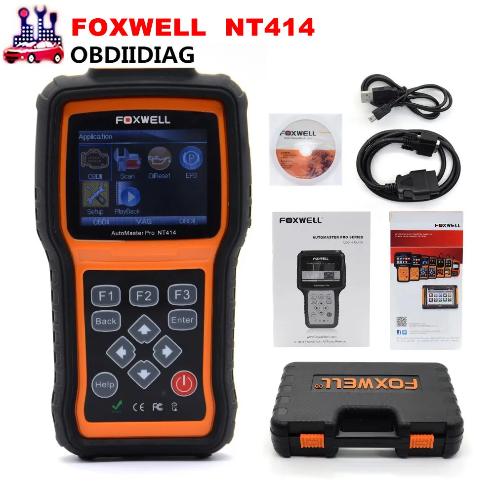 

Foxwell NT414 Four System Diagnosis Scan Tool Engine ABS Airbag Reset Universal Automotive Scanner Cheap than Autel MD802