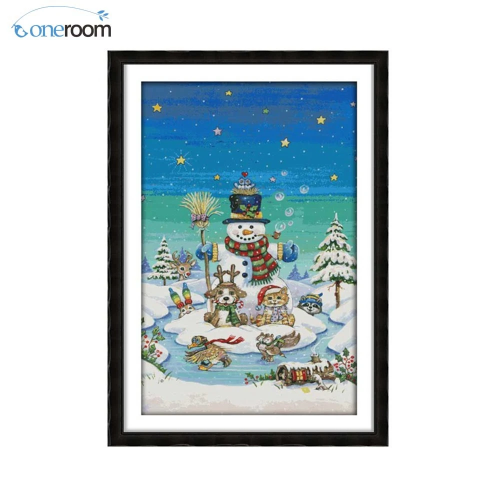

Oneroom Snowman Counted Cross Stitch 11CT 14CT Cross Stitch Set Wholesale Christmas Cross-stitch Kit Embroidery Needlework