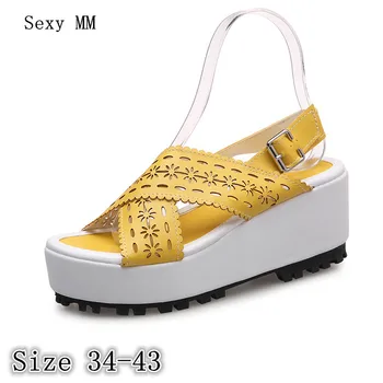 

Women Platform High Heel Wedge Sandals Peep Toe Shoes Woman Summer High Heels Wedges Gladiator Sandals Plus Size 34- 40 41 42 43