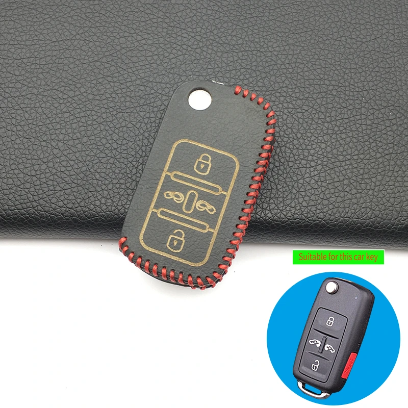 

Fashion Style 100% Leather Car Key Case Cover for VW Volkswagen Sharan Multivan T5 MVP Caravelle Transporter Caddy Protect Shell