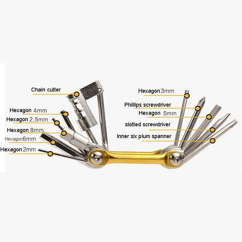 

11 pcs folding key hex wrench set multi-functional metric system inner hexagon spanner screwdriver Allen bicycle repair tools