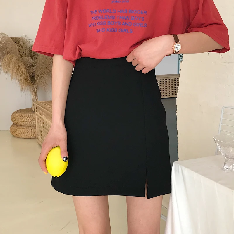 Mihoshop Ulzzang Корейская женская модная одежда летняя Высокая талия черная