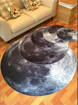 

3D Moon Round Mat 80/100/120/160CM alfombras dormitorio Carpet Living Room Deurmat Dier rugs Swivel chair Mats tapis chambre