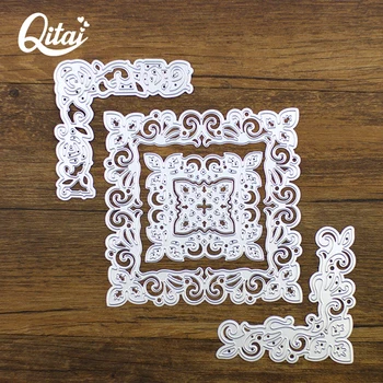 

QITAI mix Square Lace Delicate Edge metal cutting dies Scrapbooking Album Card Making Embossing Stencil Decoration D137