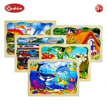 Onshine 24 шт. деревянный животные пазл игрушки динозавр насекомые морской транспорт фермы серии детей для раннего обучения детей обучающие игрушки