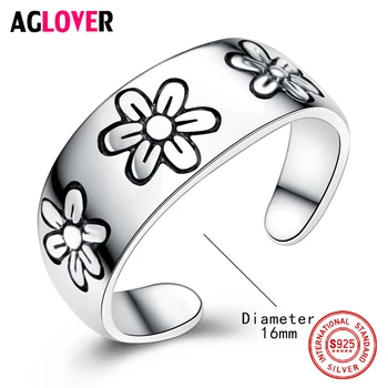 

AGLOVER 2020 New 100% 925 Sterling Silver Plum Ring Fashion Adjustable Size For Woman Wedding Jewelry Gift Korean Sell Well