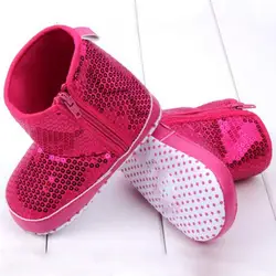 Детские Обувь для девочек Блёстки Высокие сапоги мягкая подошва против скольжения Прогулки обувь для детей