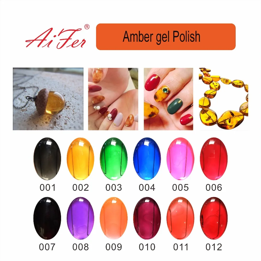 Gel Polish amber clear color 12 colors UV/Led Gel 10ml nail gel polish