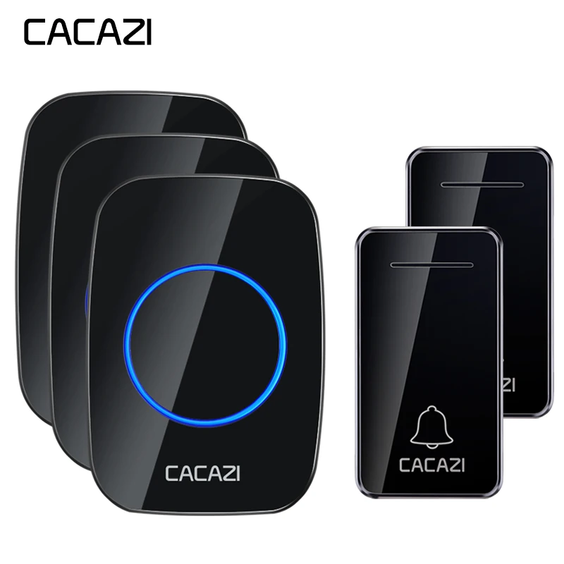 

CACAZI Self-powered Wireless Doorbell No battery Waterproof 2 Button EU Plug 3 Receiver LED light Cordless DoorBell 36 Chimes