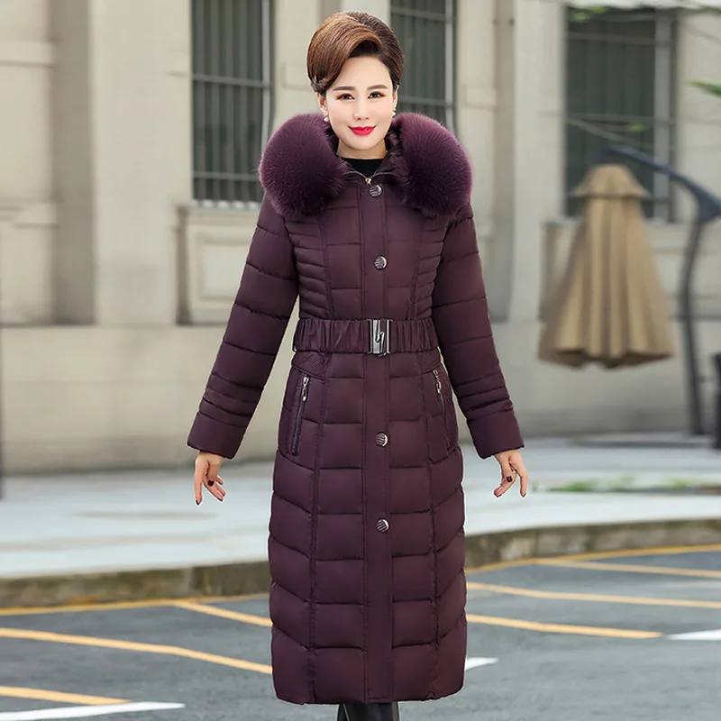 2019 X-Long Winter Jacket Women Hooded Plus Size 5XL Winter Coat Fur Collar Thicken Warm Down Jacket Female Outerwear Long Parka