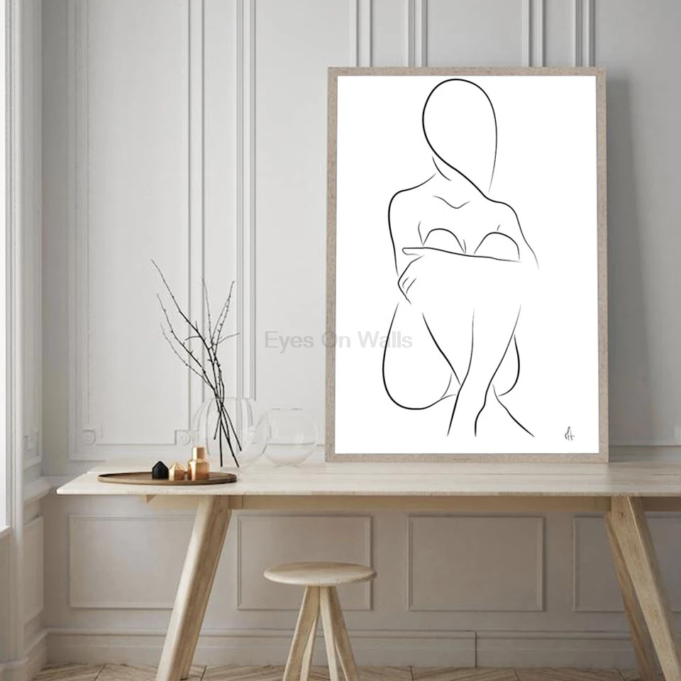 Buy Sitting One Line Drawing Silhouette Minimalist Art