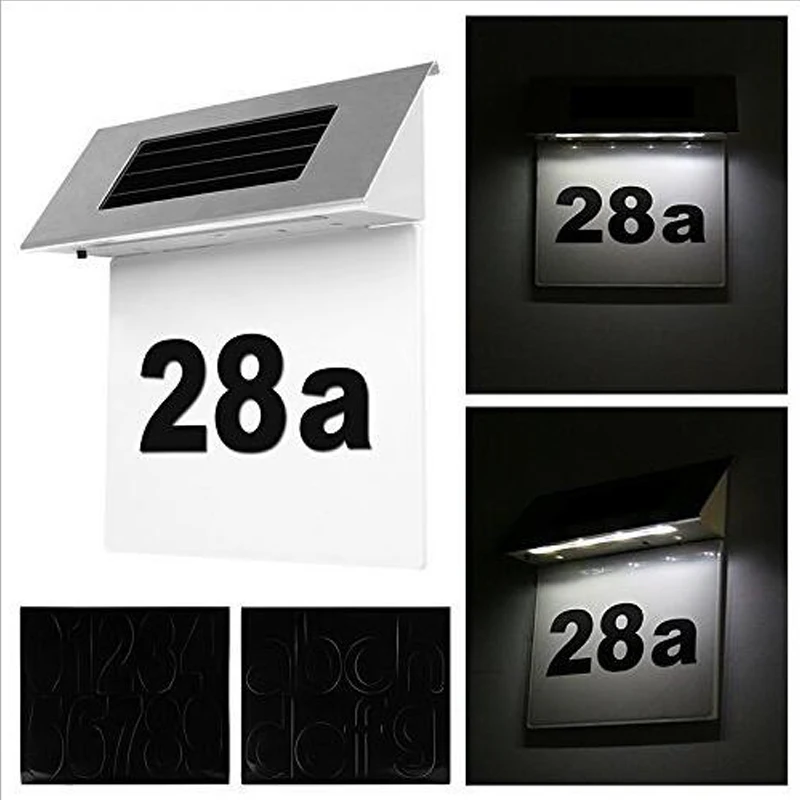 2019 NEW 4 LED solar light Outdoor stainless steel House number Indicator light for Outdoor courtyard wall light solar lamp (6)