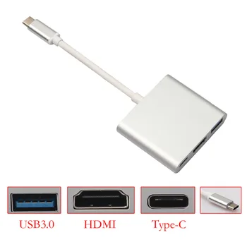 

Type-C USB 3.1 to USB 3.0/HDMI/Type-C Cable Converter Adapter For Mac Book/Google Chromebook Pixel Devices-Silver