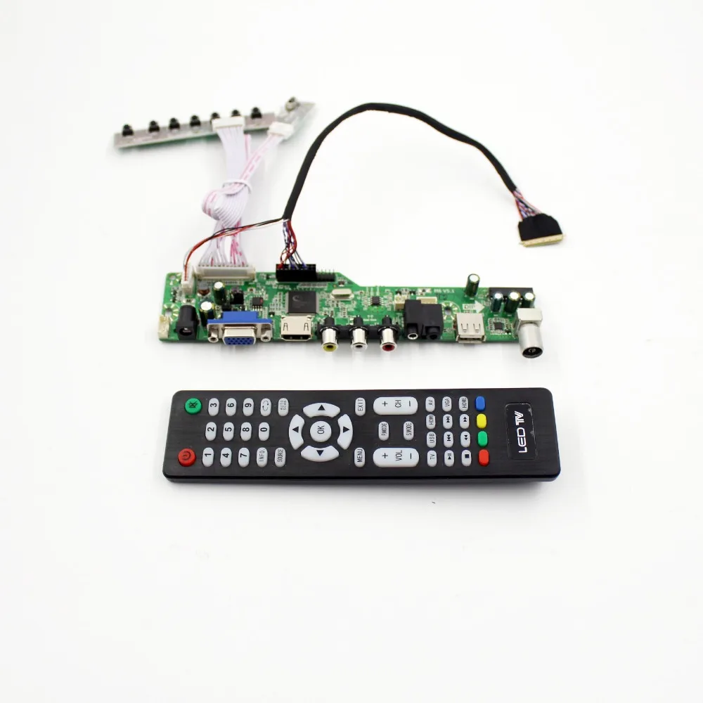 Плата контроллера ЖК телевизора M6V5 с поддержкой ТВ AV VGA аудио USB HDMI для 1024x600 (RGB) 10 1