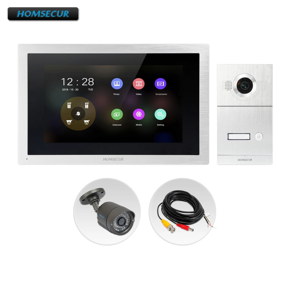 

HOMSECUR 10" Wired AHD Video Door Phone Intercom System with 1.3MP CCTV Camera BC121HD-1S+BM114HD-S