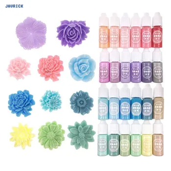 

JAVRICK 10ml UV Resin Pigment Liquid Dye 24 Color Material For DIY Jewelry Making Crafts With Silicone Mold