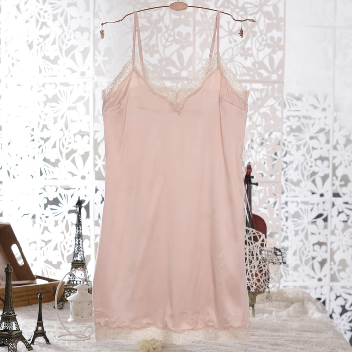Испанская Высококачественная шелковая ночная рубашка, роскошное сексуальное кружевное платье, женская домашняя однотонная Пижама на бретельках