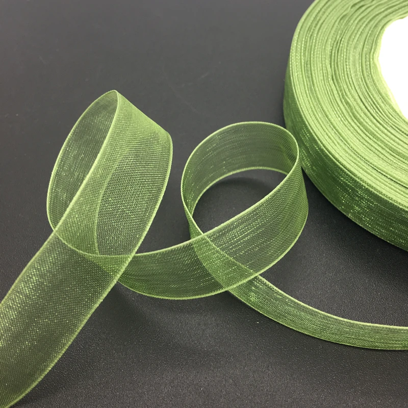 

50 Yards/Roll 5/8" 15mm Army green Organza Ribbon Bow Wedding Decoration Lace Crafts