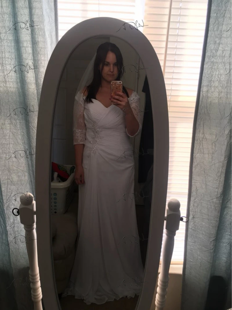 ADLN 2019 Плюс Размер свадебное платье с рукавами Vestido De Novia Robe De Mariage шифоновые Свадебные платья с накидкой на заказ