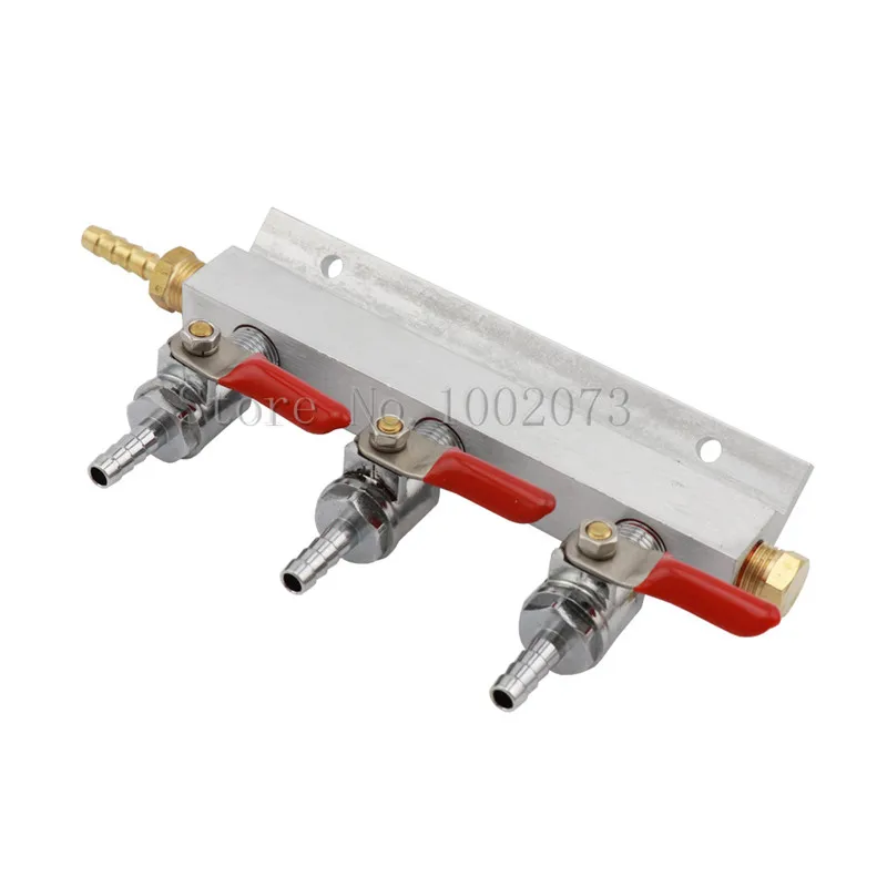 

Homebrew 3 Way CO2 Gas Distribution Manifold with 7mm Hose Barb inlet/outlet fittings For Draft Beer Dispenser Keg CO2 Splitter