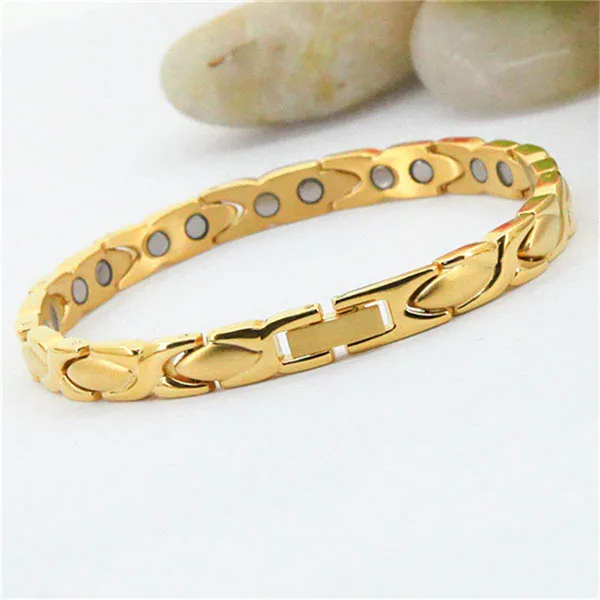 

2018 New Titanium Gold Plating Women Bracelet Silver Ion Magnet Female Wristband New Design Women's Bracelet Health Care