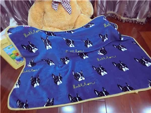 Мультяшное фланелевое одеяло, многофункциональное одеяло для сна, одеяло для домашних животных, кошек, собак, Мопсов, Одеяло 100*75 см - Цвет: blue