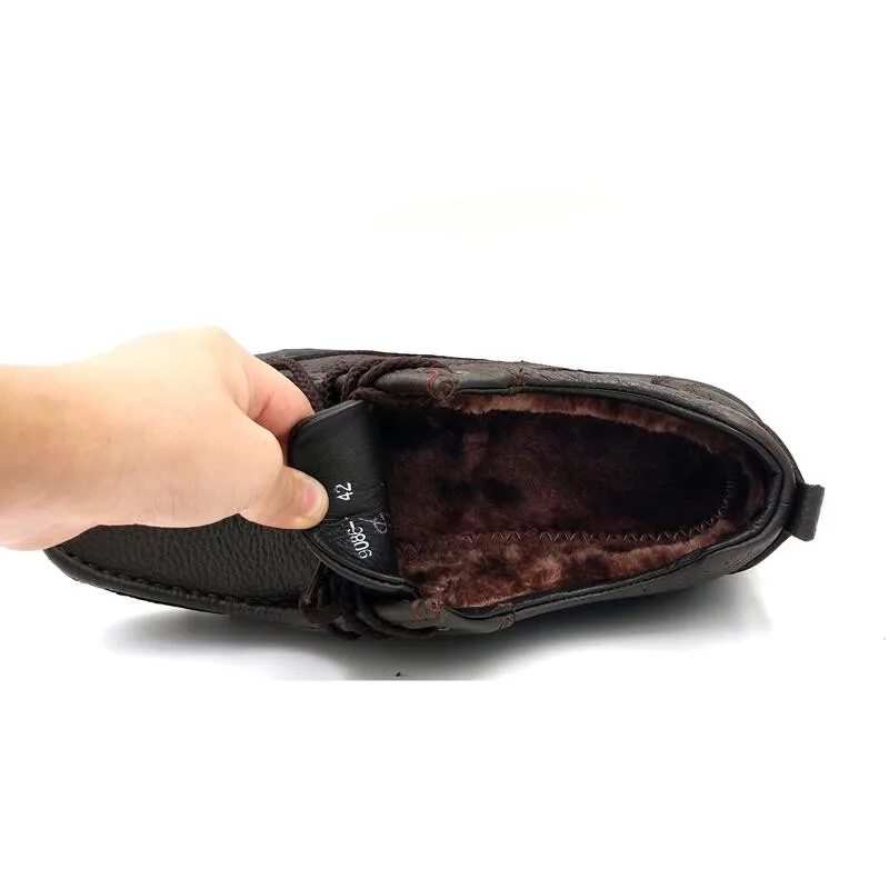 Tamanho Botas Boots Alta Qualidade 48 Masculinos Confortáveis Sapatos Genuíno Homens Dos Couro Inverno Grande De Quentes Neve Moda Botas Ankle Preto marrom UfPAwYqf