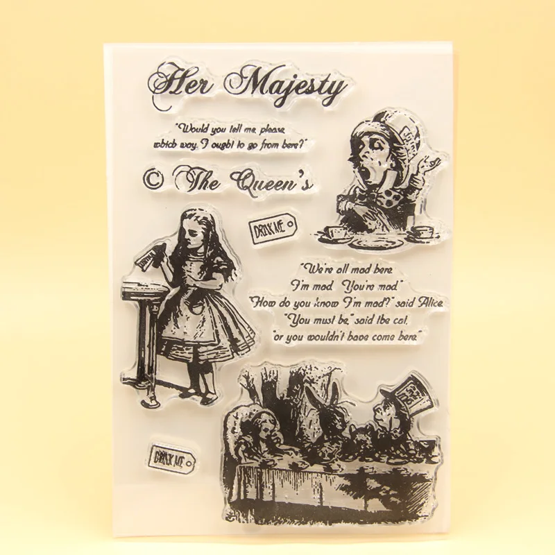Download Alice In Wonderland Black And Clear Stamps Scrapbook Paper Craft Scrapbooking Ebay