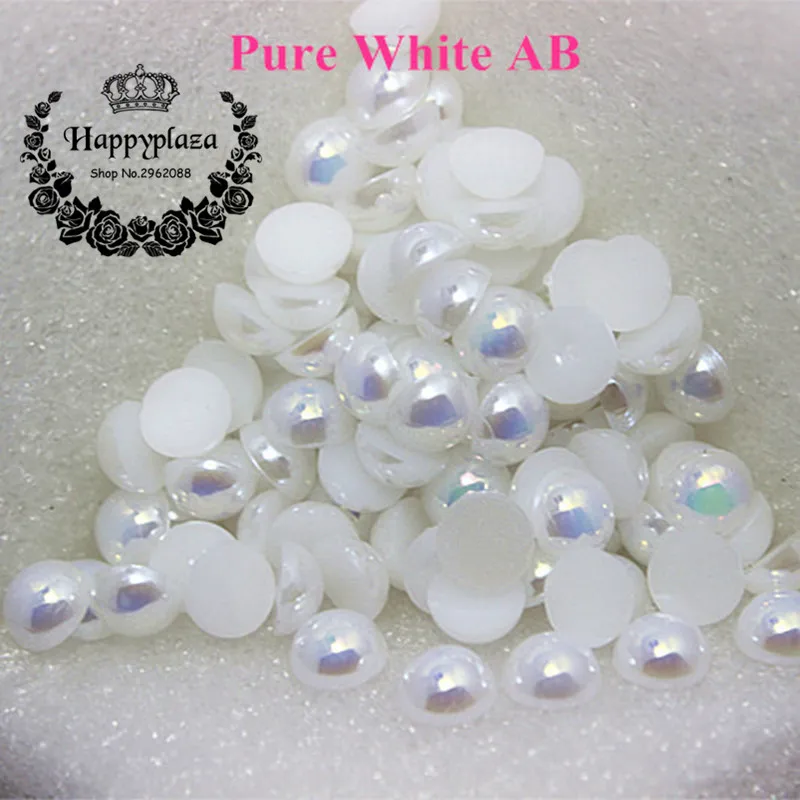 

1.5-12mm Flatback White AB Half Round Pearl Beads Resin ABS Imitation Pearl Beads DIY Wedding Dress Button Nail