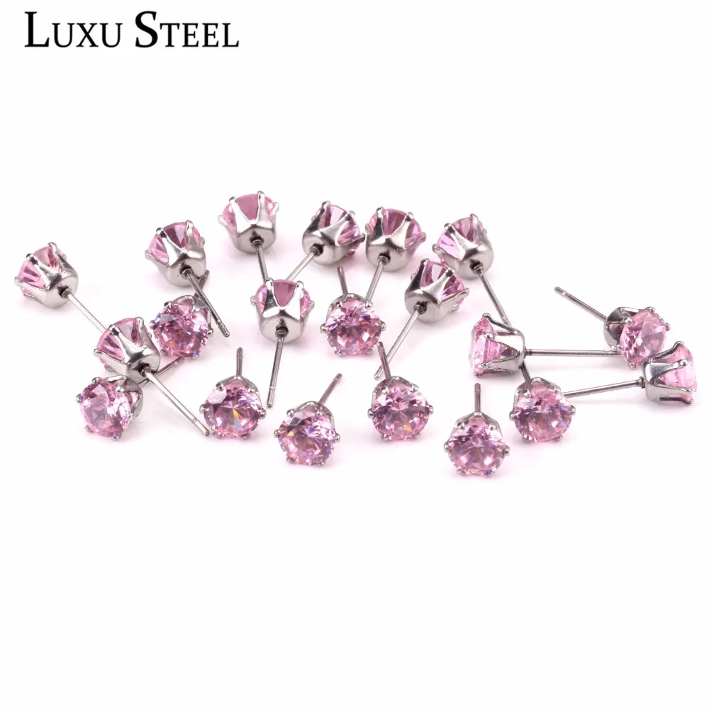 Роскошные серьги-гвоздики, 10 пар/набор сережек для женщин/девушек, серебряный, розовый цвет, круглые серьги с кубическим цирконием, повседневная одежда