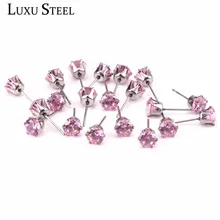 Роскошные серьги-гвоздики, 10 пар/набор сережек для женщин/девушек, серебряный, розовый цвет, круглые серьги с кубическим цирконием, повседневная одежда