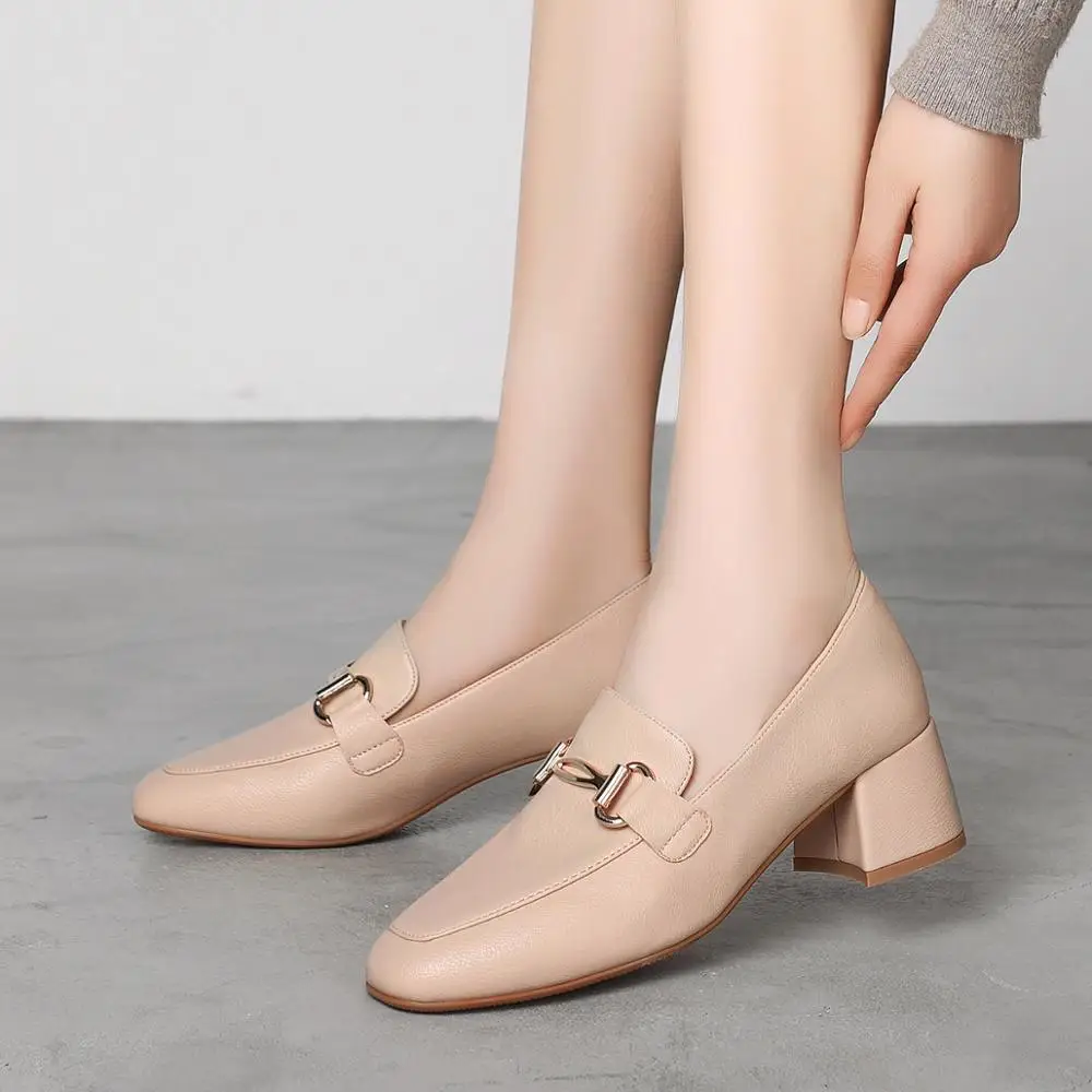

2019 Hot Sale Fashion Women High Heel Shoes Office Metal Decoration Women Pumps Quality Fashion Slip on Concise New