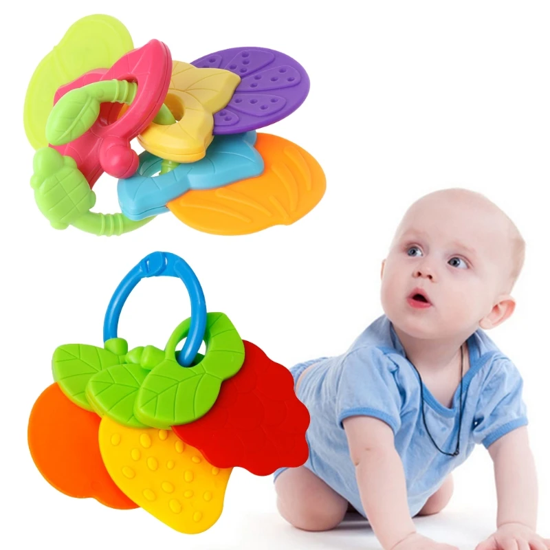 

Baby Teether Fruit Shape Silicone Safe Teething Chew Toys Infants Pacifier Gifts
