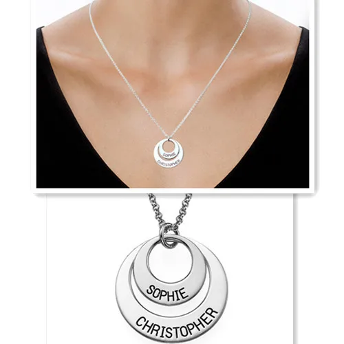 wholesale mother daughter nameplate necklace engraved name disc