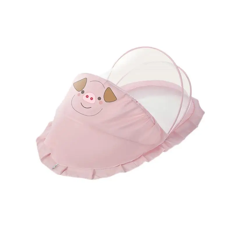 Pink Милый мультфильм детская кровать кроватка сетка дети кровать с противомоскитной сеткой новорожденный складной саморасширяющийся тент для От 0 до 2 лет дети - Цвет: Pink