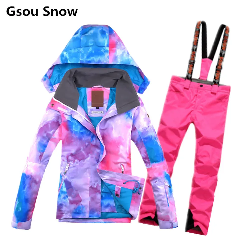 New Gsou font b Women b font Snowboard Suit Ski Suit Female Warm Waterproof Snow font