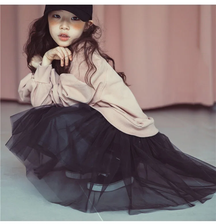 long mesh patchwork hoodies fashionable dresses for girls autumn kids straight dress baby girls winter teenagers dress clothing (6)