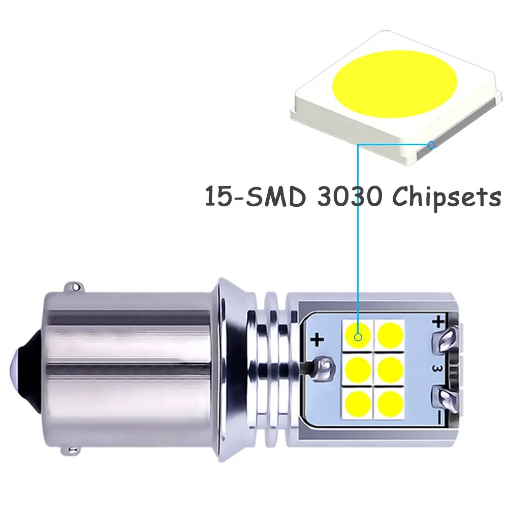 2 шт. 10 Вт 1440lm неполярный 12V 24V S25 1156 BA15S Canbus Светодиодная Лампочка P21W 15SMD 3030 светодиодный для автомобиля запасной светильник лампа фонарь заднего хода