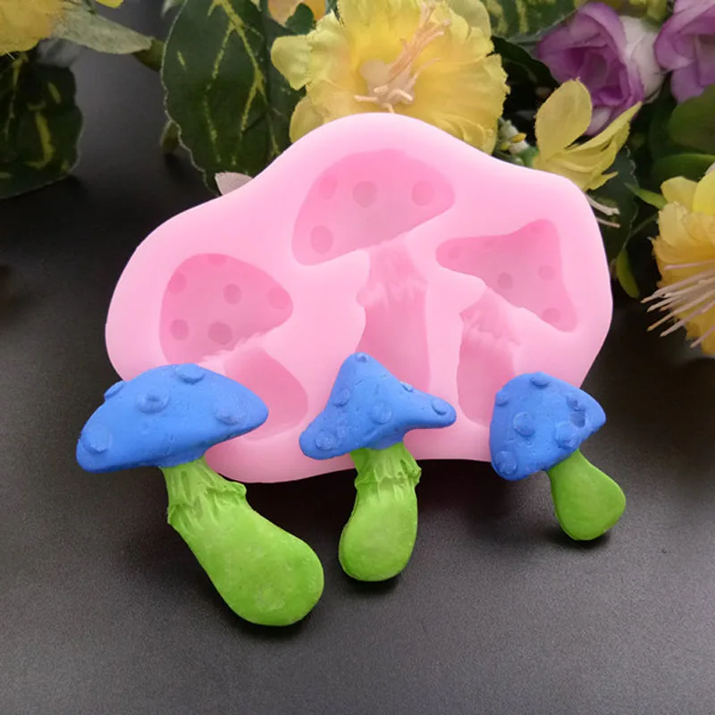 3 Mushroom 3D Silicone Fondant Cake Soap Mold Chocolate Mould Baking Tools Bakeware AC605 | Дом и сад