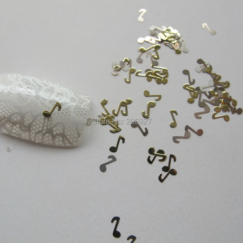 

MS143-2 100pcs Gold Cute Music Sign Metal Sticker Nail Art Metal Sticker Nail Art Decoration Non-adhesive Sticker
