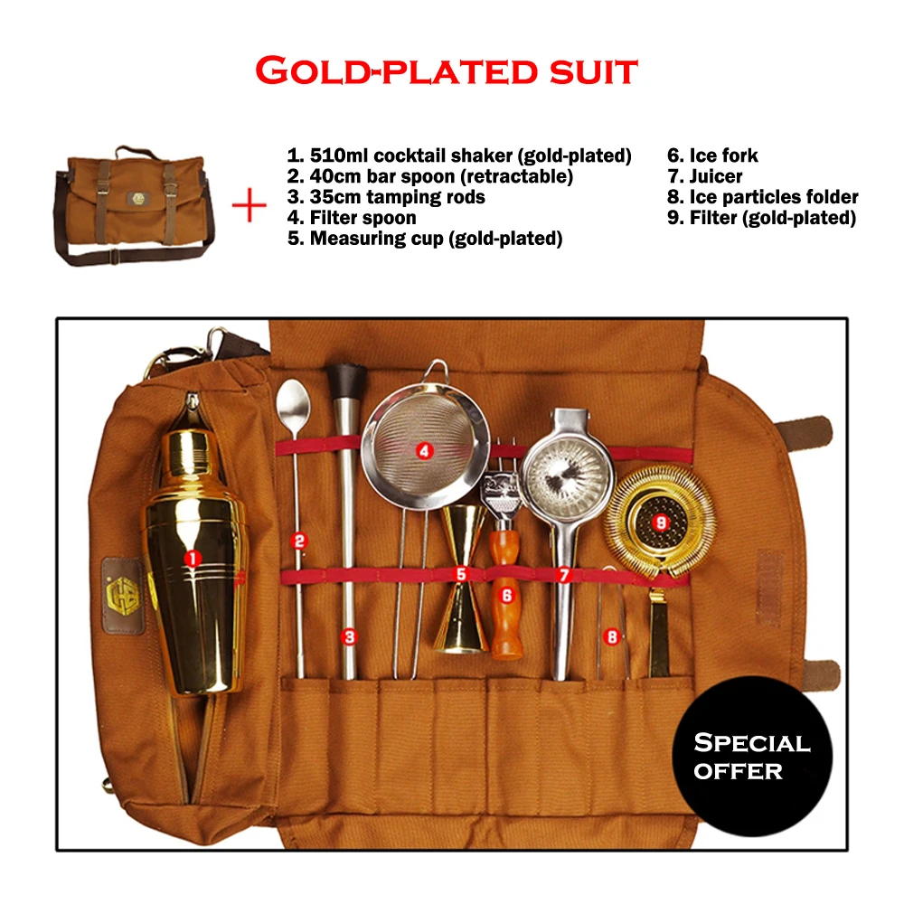 2027Day Delivery Bartender Tool Kit Set Beer Whisky Shaker Cork