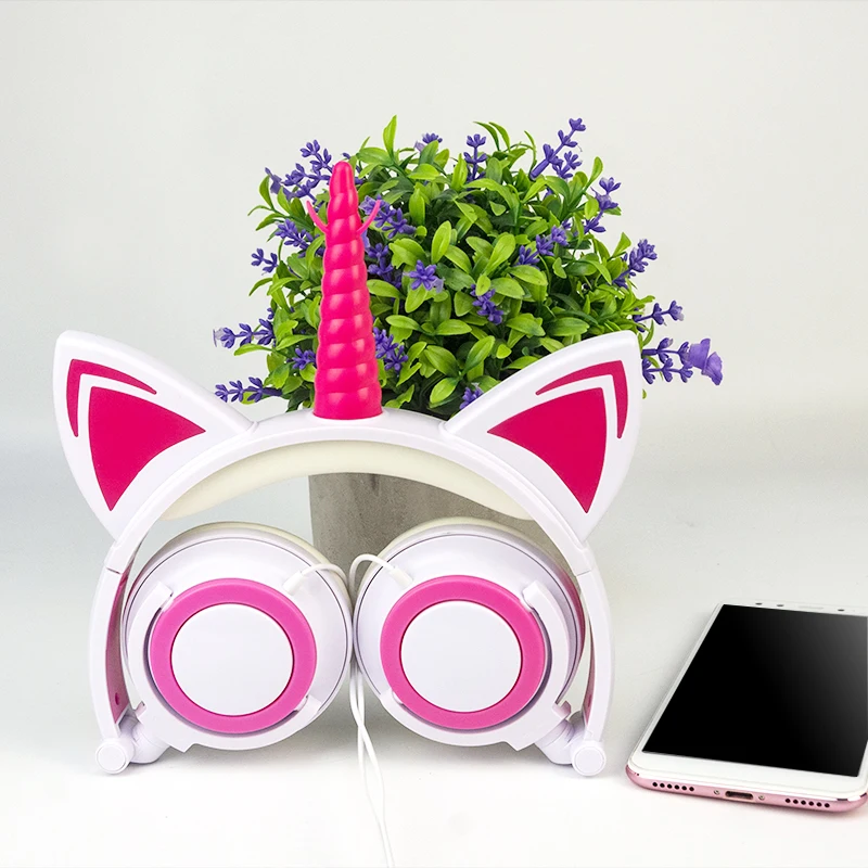LIMSON Wired Foldable Earphones Animal Cat Ear Flashing LED Unicorn Kids Headphones for boys and girls LIMSON Wired Foldable Earphones Animal Cat Ear Flashing LED Unicorn Kids Headphones for boys and girls