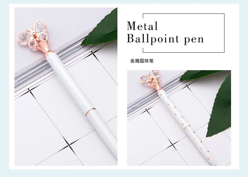 Esferográfica de Metal Prêmios de Presente Kawaii Caneta Esferográfica Diamante Moda Escritório Escola Suprimentos Estudantes 9 Material escolar e de escritório